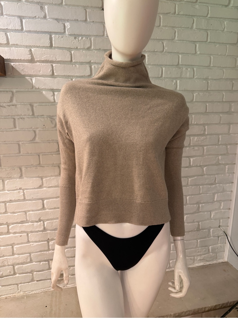 Wilfred Aritzia 100% Wool Turtleneck Sweater Camel Beige Size S Italian Yarn - Picture 6 of 12